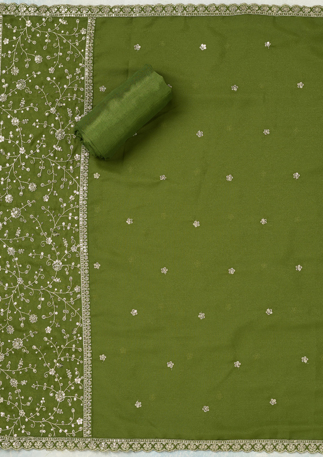 Mehandi Green Subtle Georgette Unstitched Salwar Suit