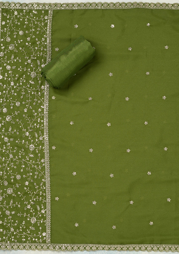 Mehandi Green Subtle Georgette Unstitched Salwar Suit