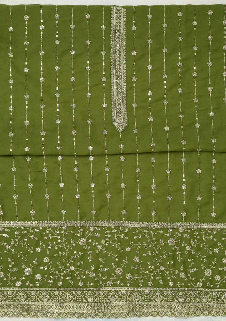 Mehandi Green Subtle Georgette Unstitched Salwar Suit