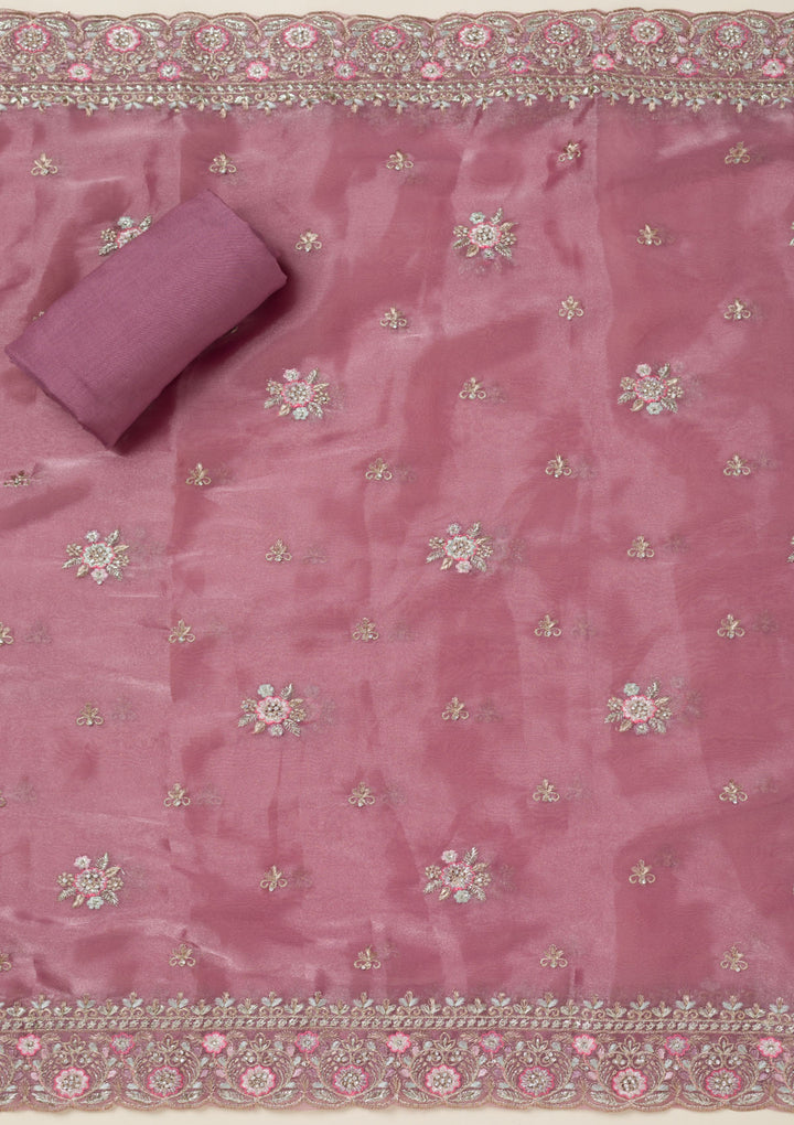 Onion Pink Bling Semi Crepe Unstitched Salwar Suit