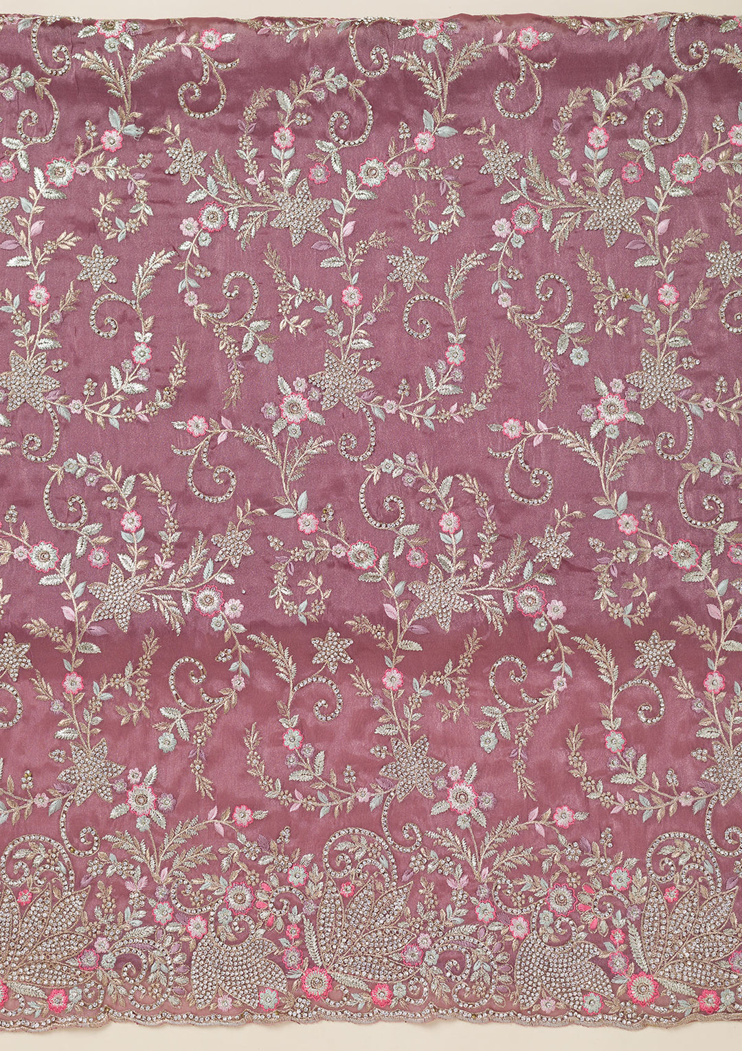 Onion Pink Bling Semi Crepe Unstitched Salwar Suit