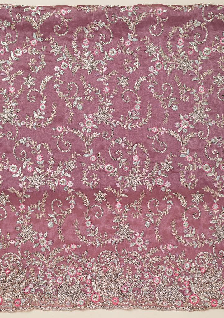 Onion Pink Bling Semi Crepe Unstitched Salwar Suit