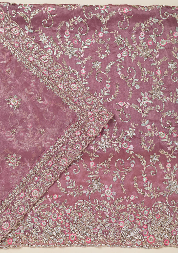 Onion Pink Bling Semi Crepe Unstitched Salwar Suit