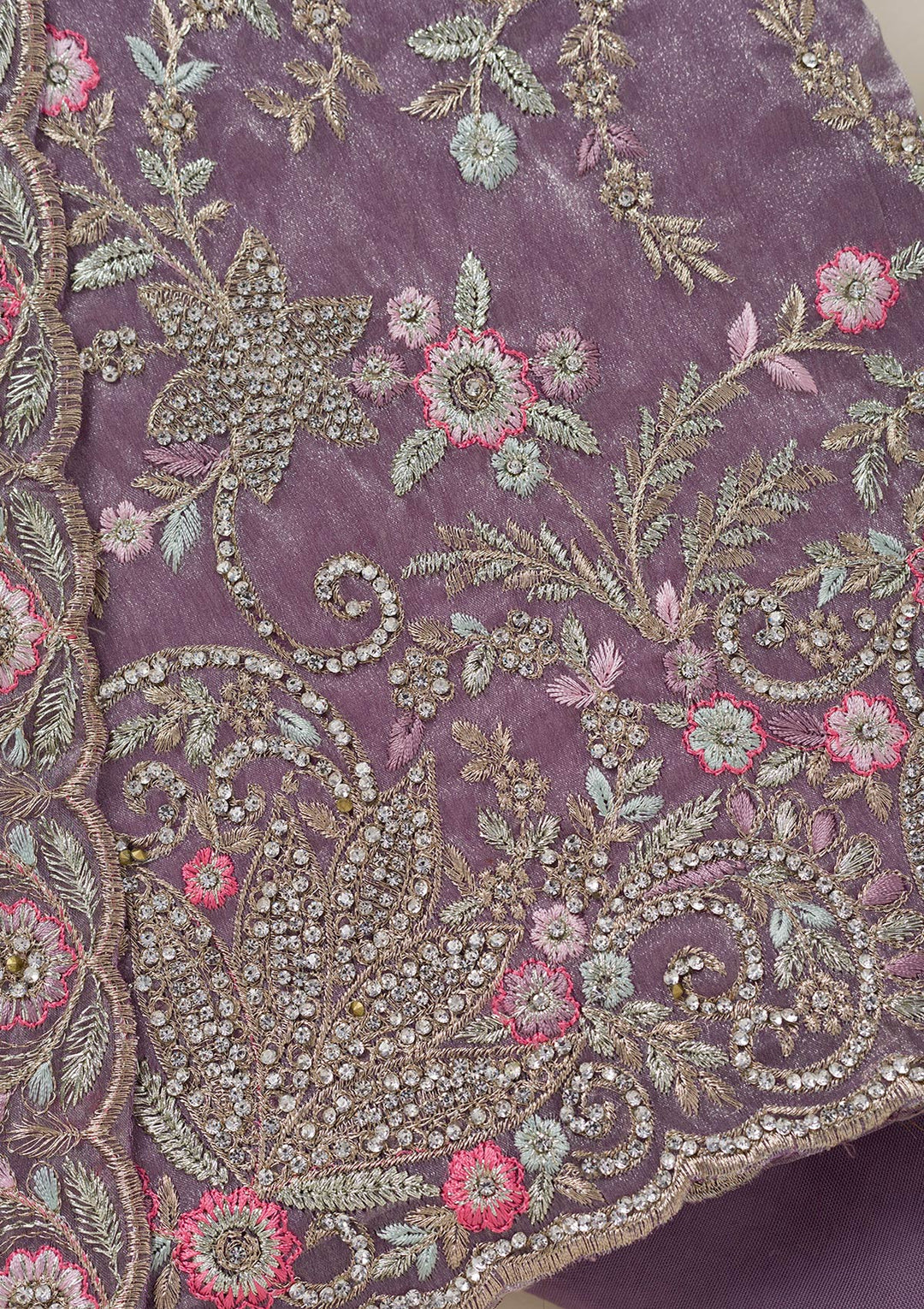 Purple Bling Semi Crepe Unstitched Salwar Suit