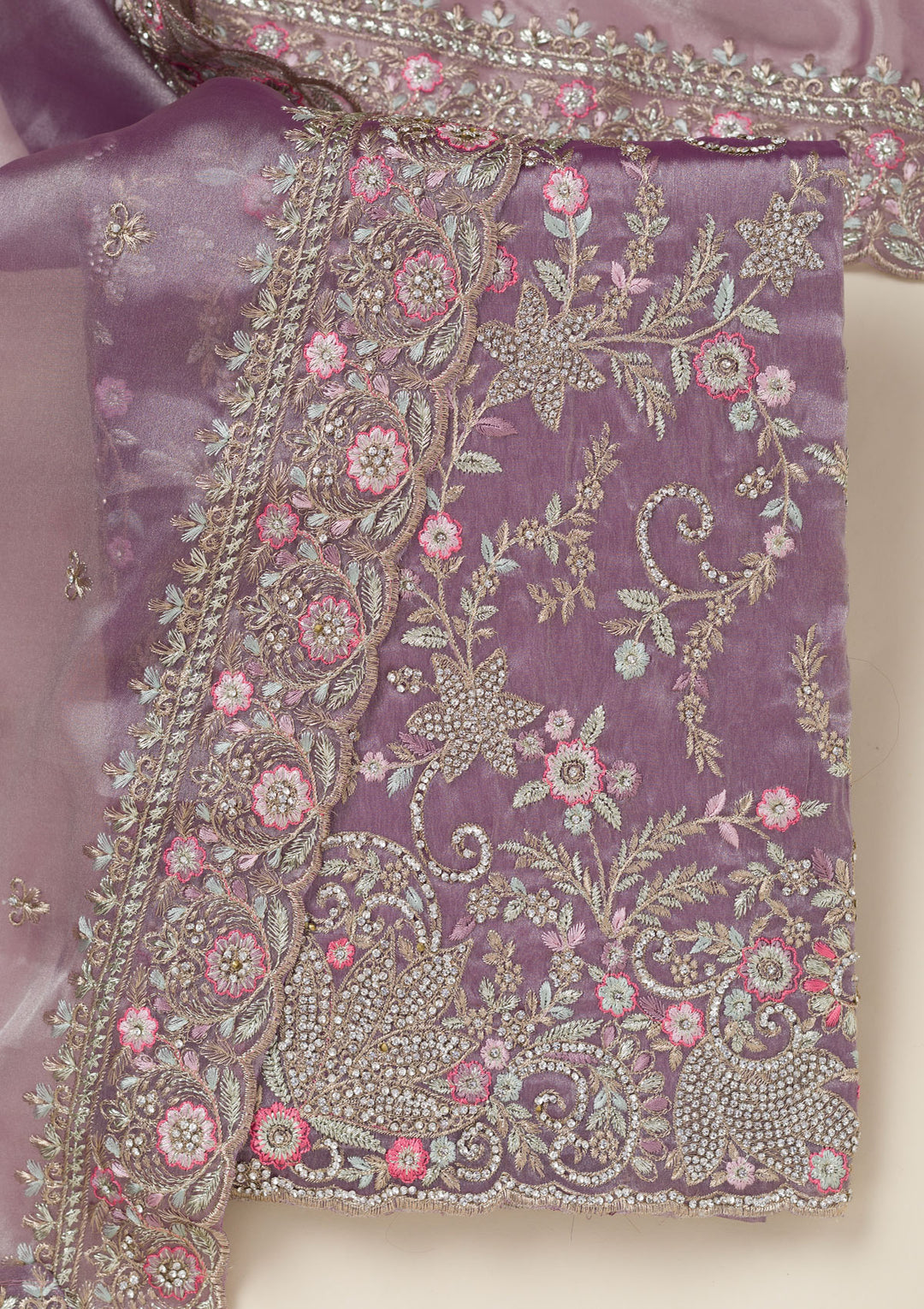 Purple Bling Semi Crepe Unstitched Salwar Suit
