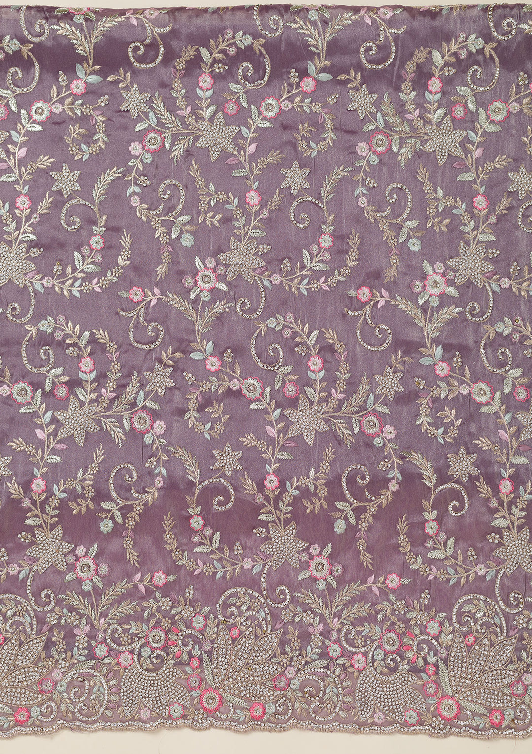 Purple Bling Semi Crepe Unstitched Salwar Suit