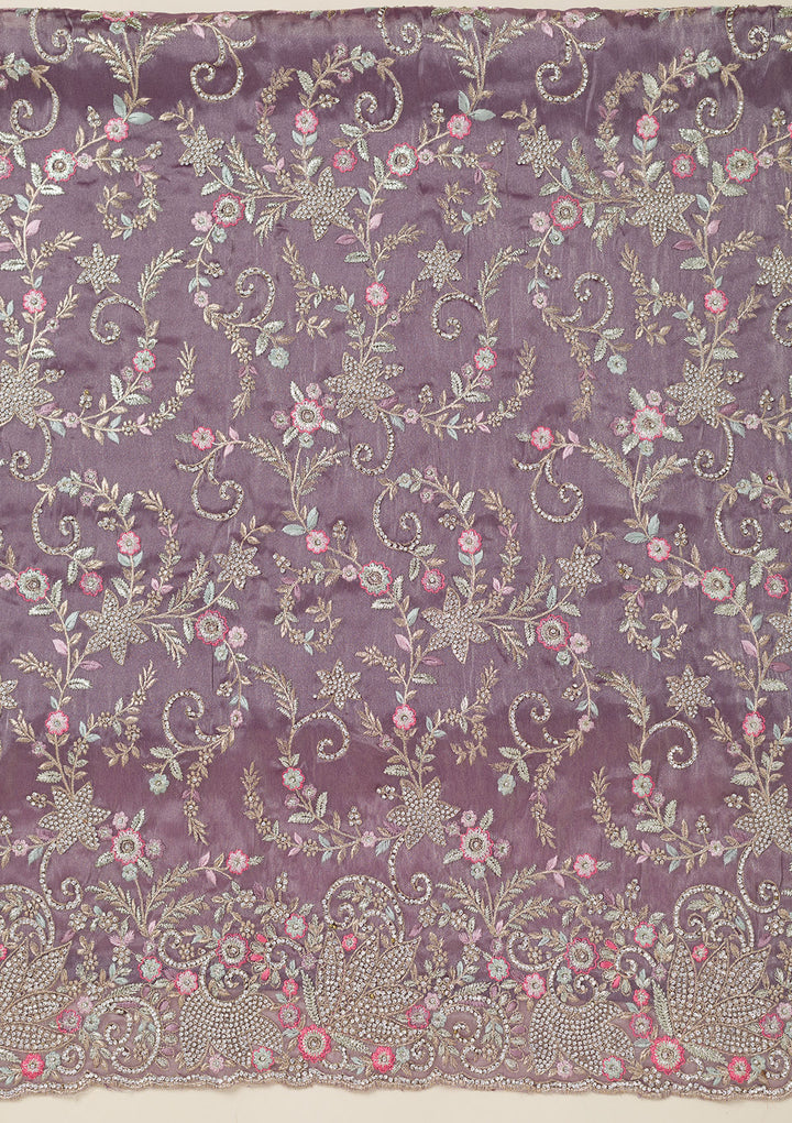 Purple Bling Semi Crepe Unstitched Salwar Suit