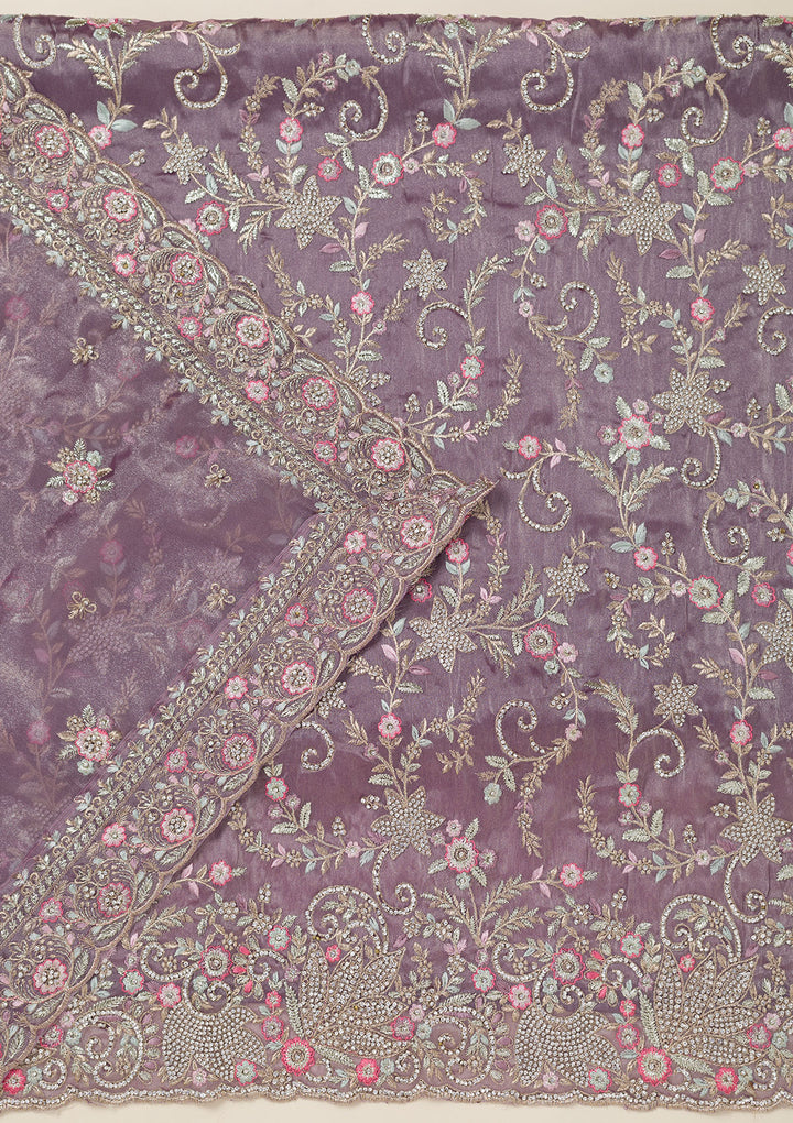 Purple Bling Semi Crepe Unstitched Salwar Suit