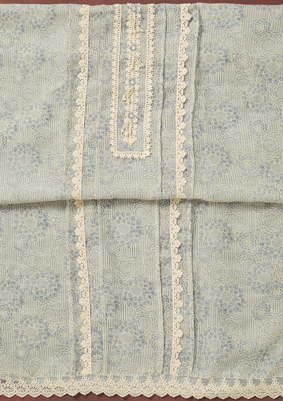 Light Grey Threadwork Cotton Unstitched Salwar Suit