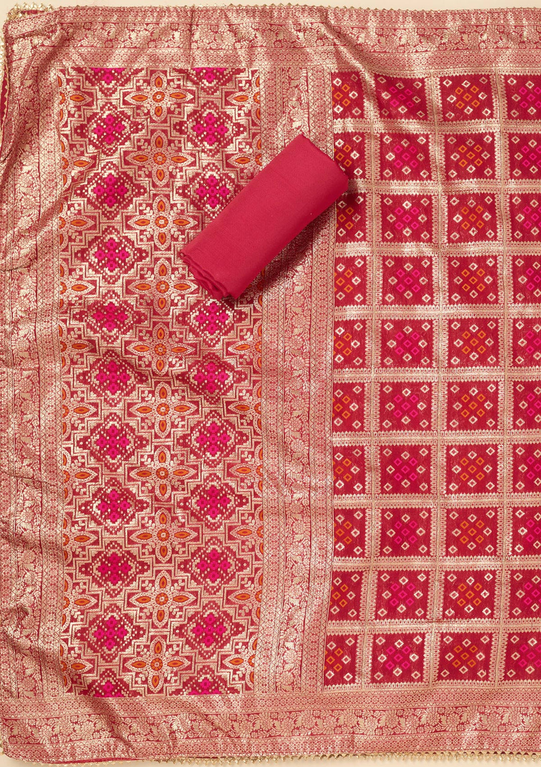 Blue Zariwork Soft Raw Silk Unstitched Salwar Suit