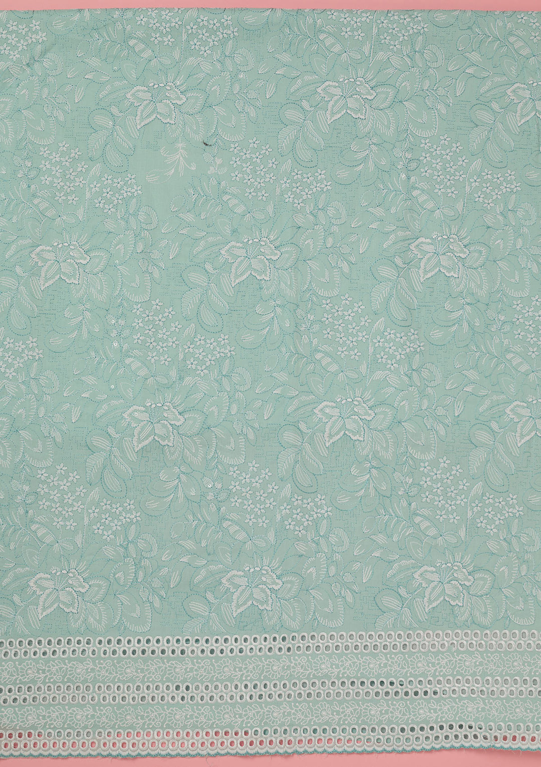 Sky Blue Threadwork Cotton Unstitched Salwar Suit