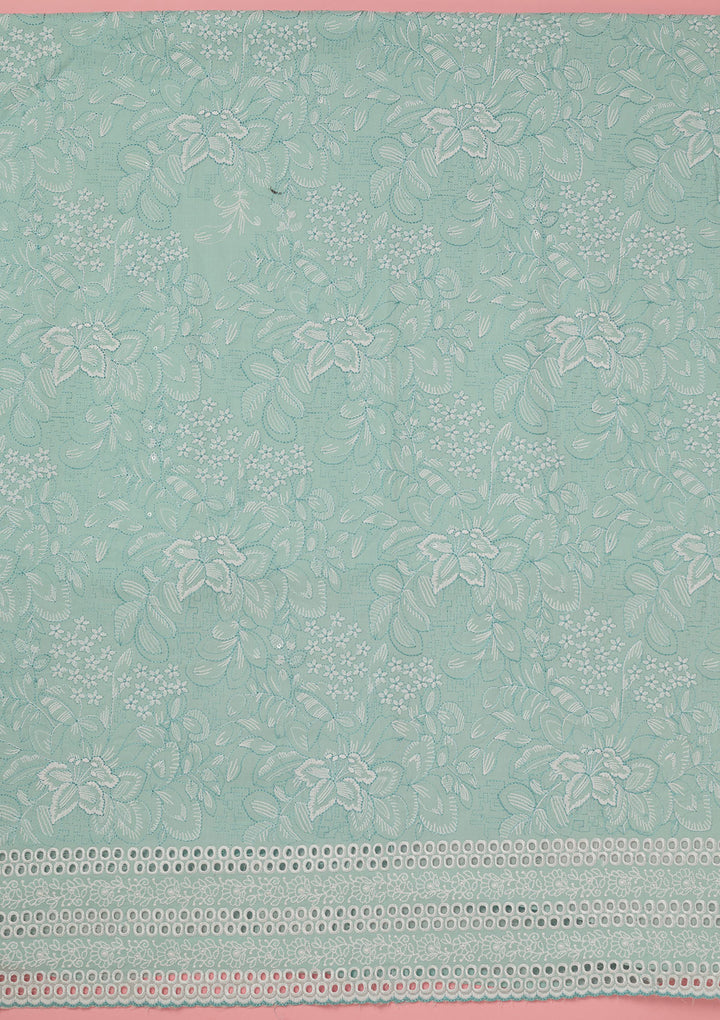 Sky Blue Threadwork Cotton Unstitched Salwar Suit