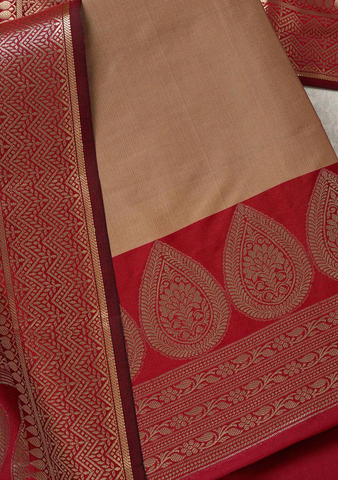Beige Zariwork (Gold) Banarasi Unstitched Salwar Suit