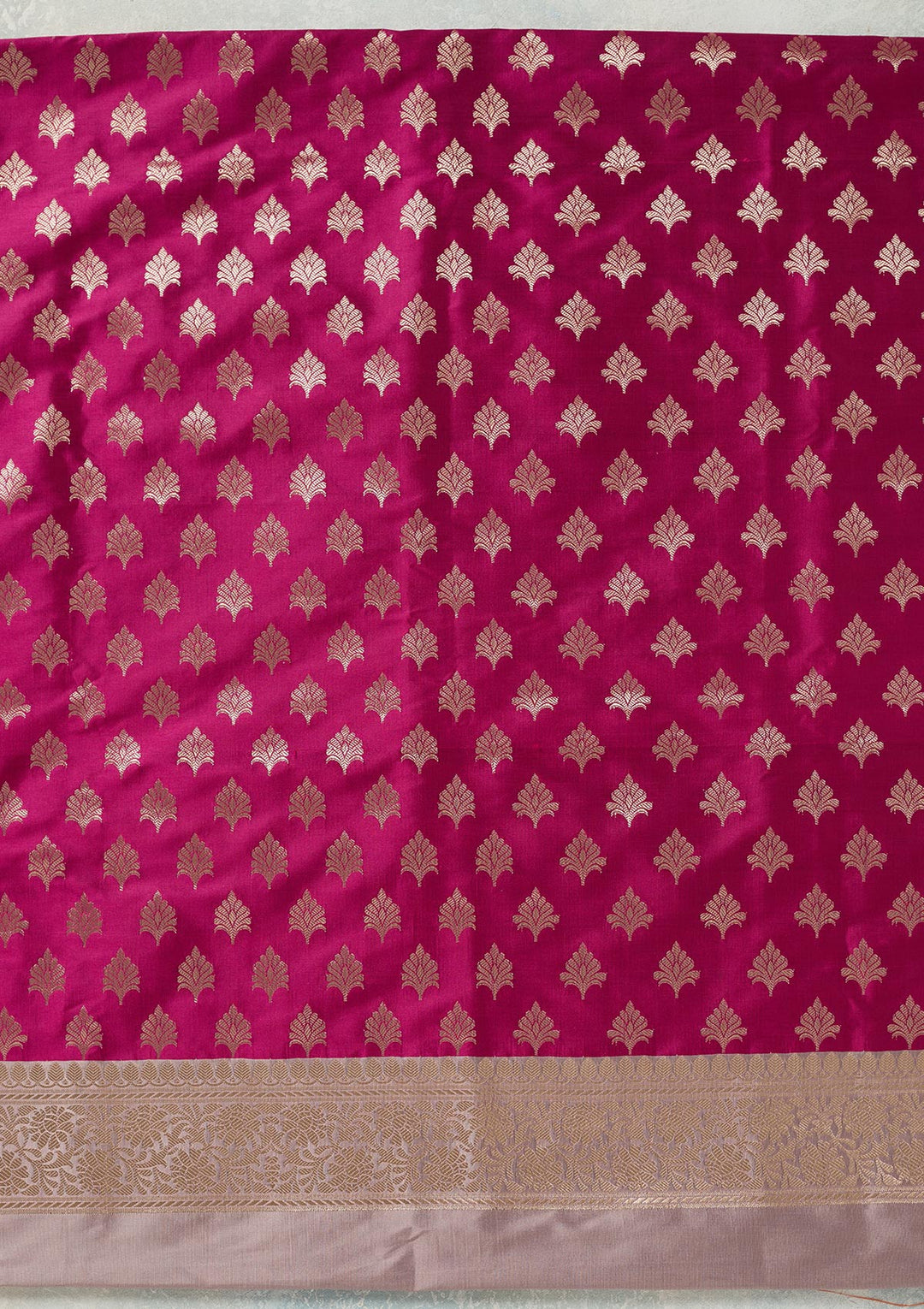 Magenta Pink Zariwork (Gold) Banarasi Unstitched Salwar Suit