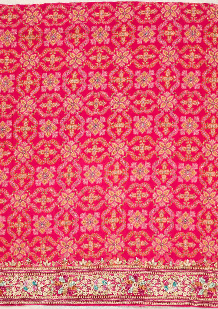 Rani Pink Stonework Georgette Unstitched Salwar Suit