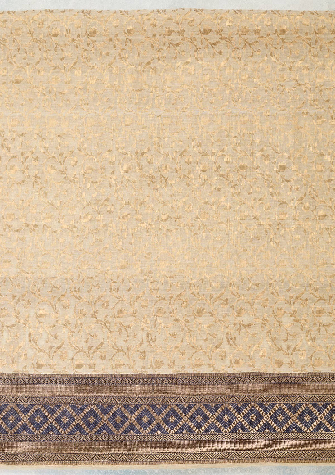 Cream Zariwork (Gold) Banarasi Unstitched Salwar Suit