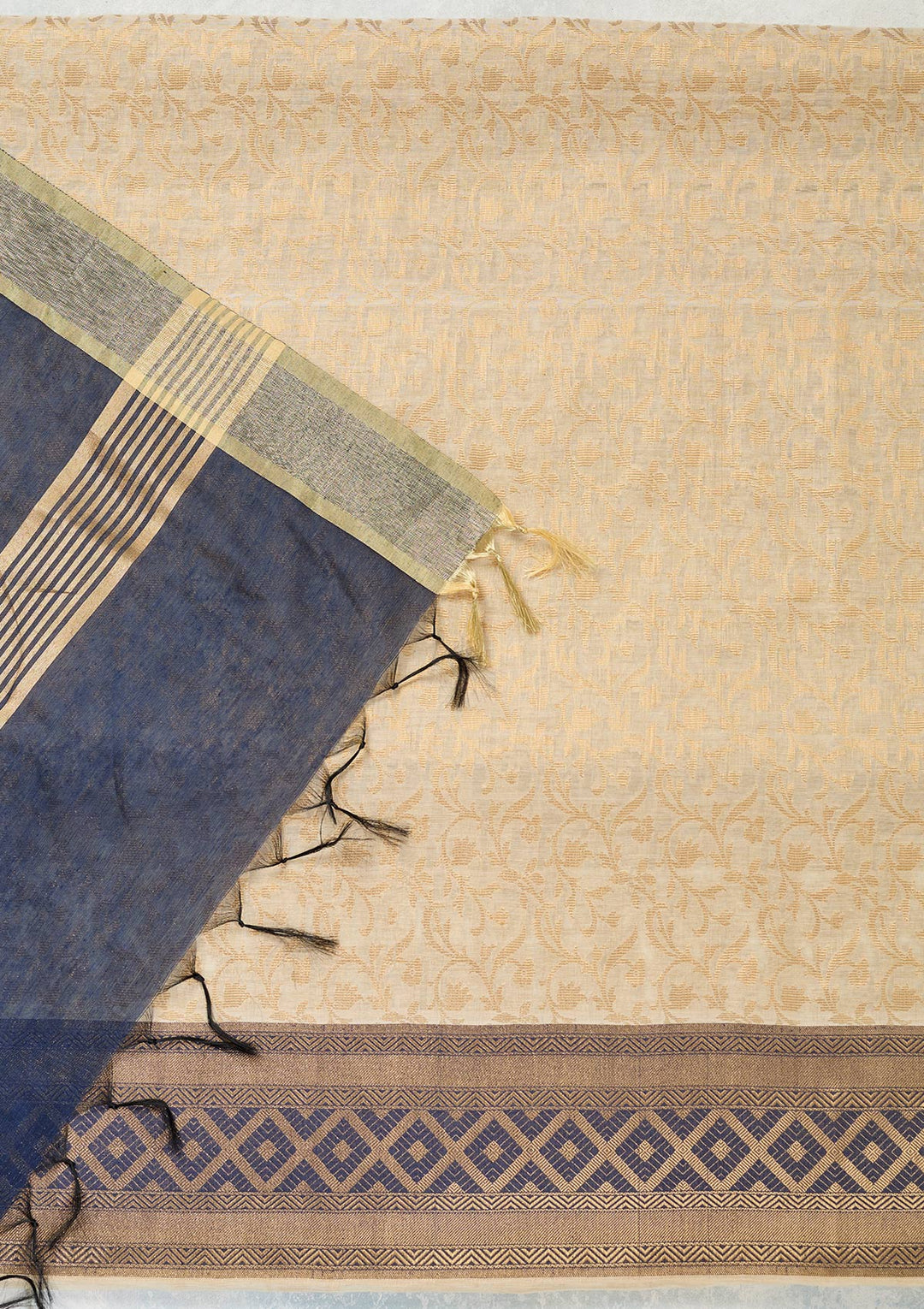 Cream Zariwork (Gold) Banarasi Unstitched Salwar Suit