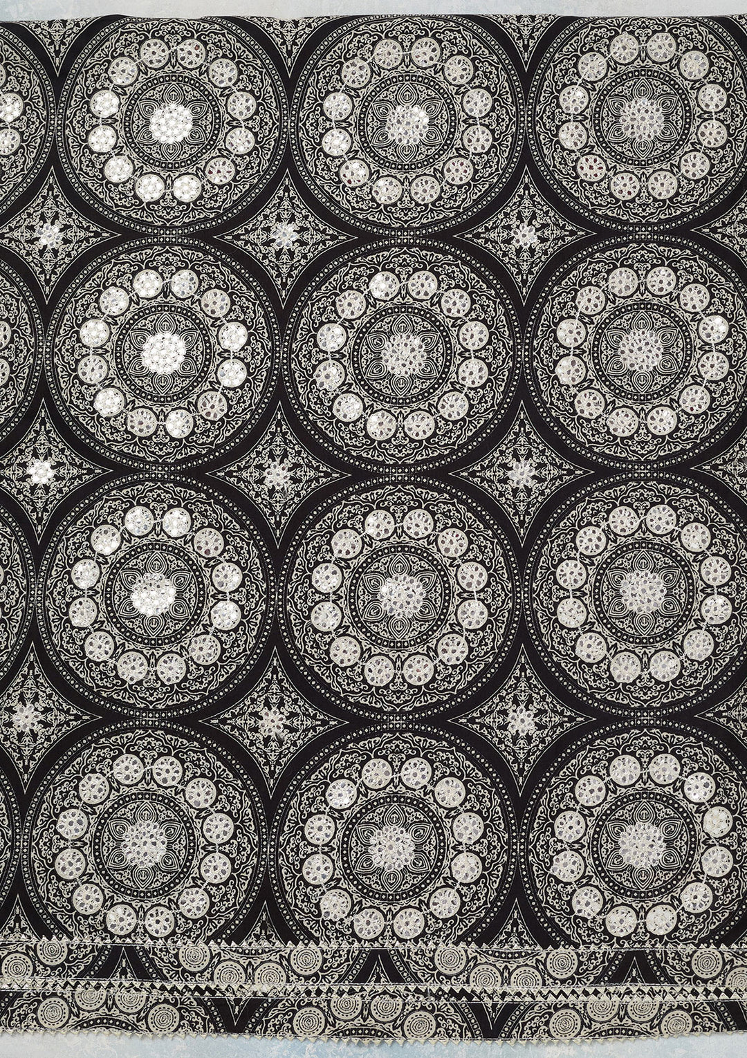 Cream Threadwork Cotton Unstitched Salwar Suit