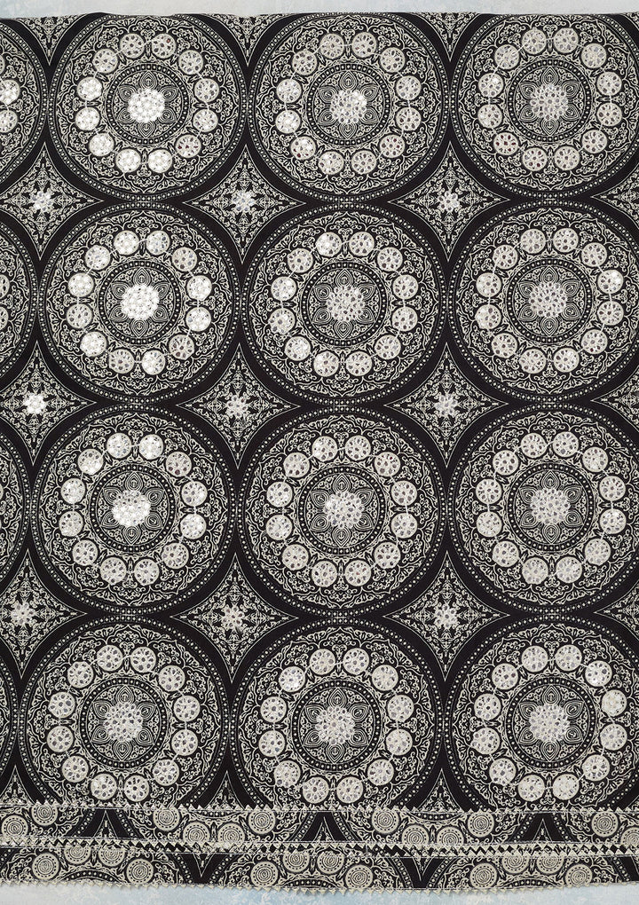 Cream Threadwork Cotton Unstitched Salwar Suit