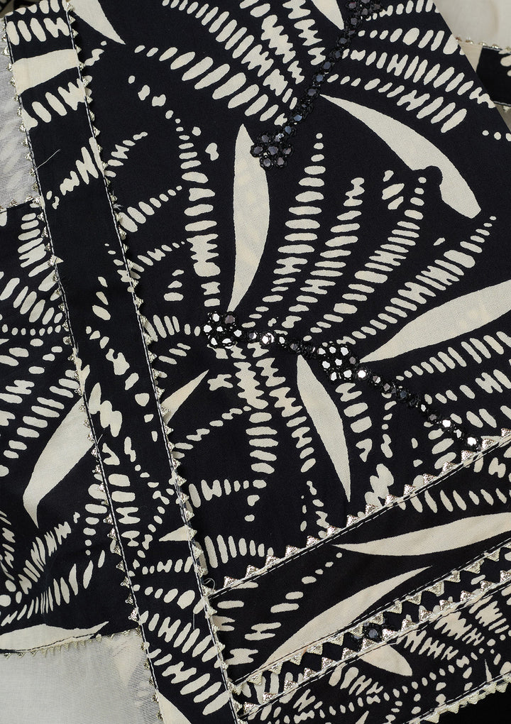 Cream Threadwork Cotton Unstitched Salwar Suit