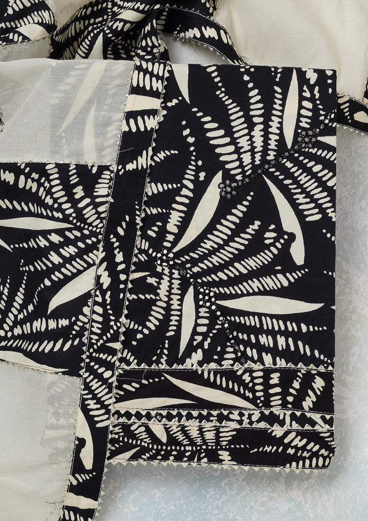 Cream Threadwork Cotton Unstitched Salwar Suit