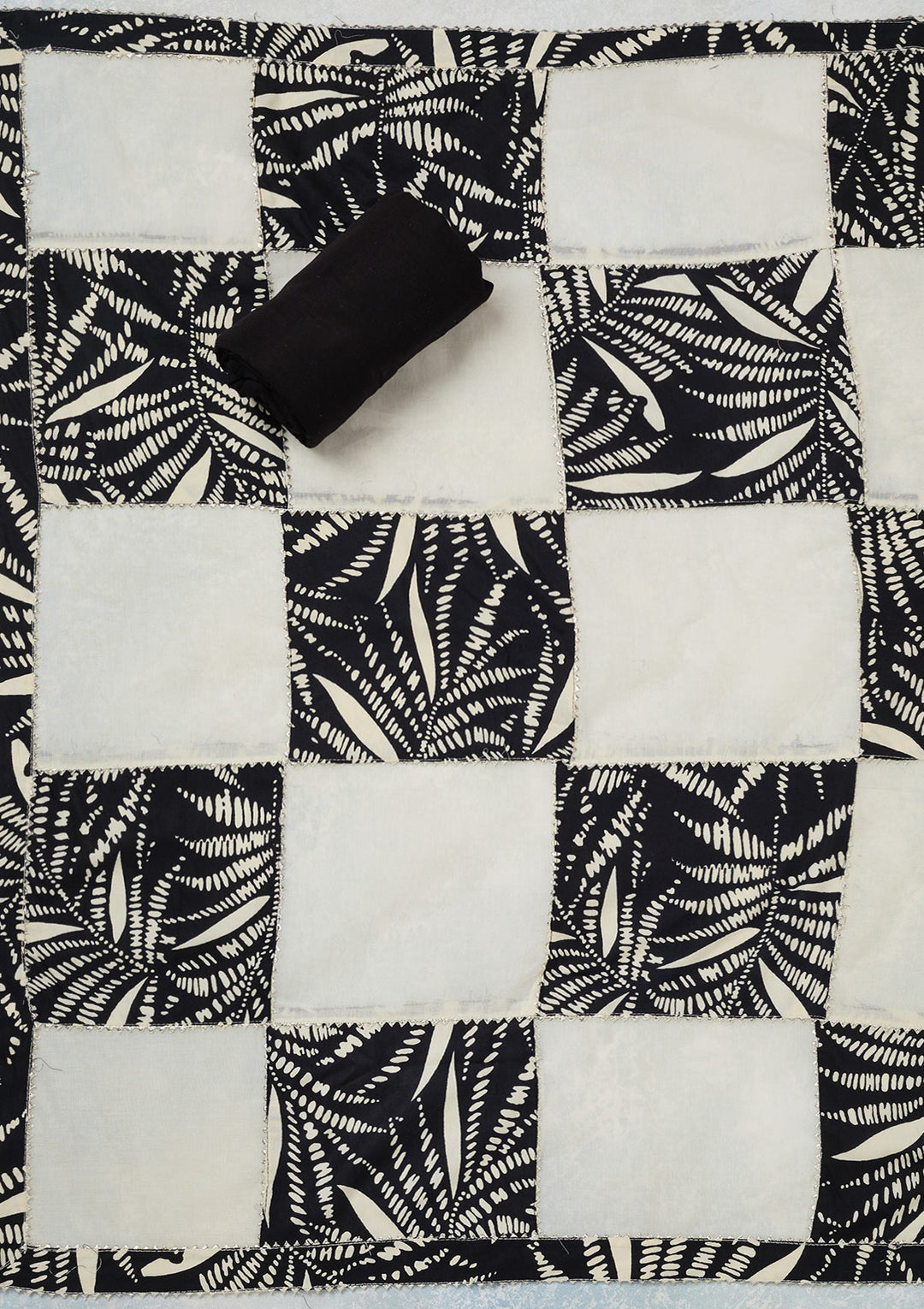 Cream Threadwork Cotton Unstitched Salwar Suit