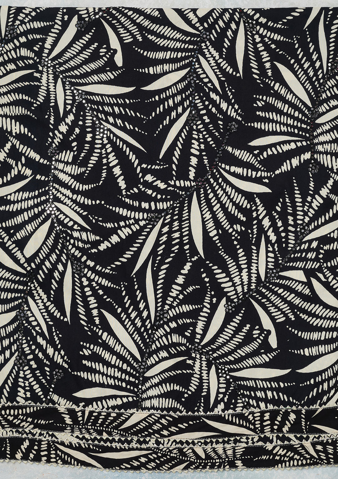 Cream Threadwork Cotton Unstitched Salwar Suit