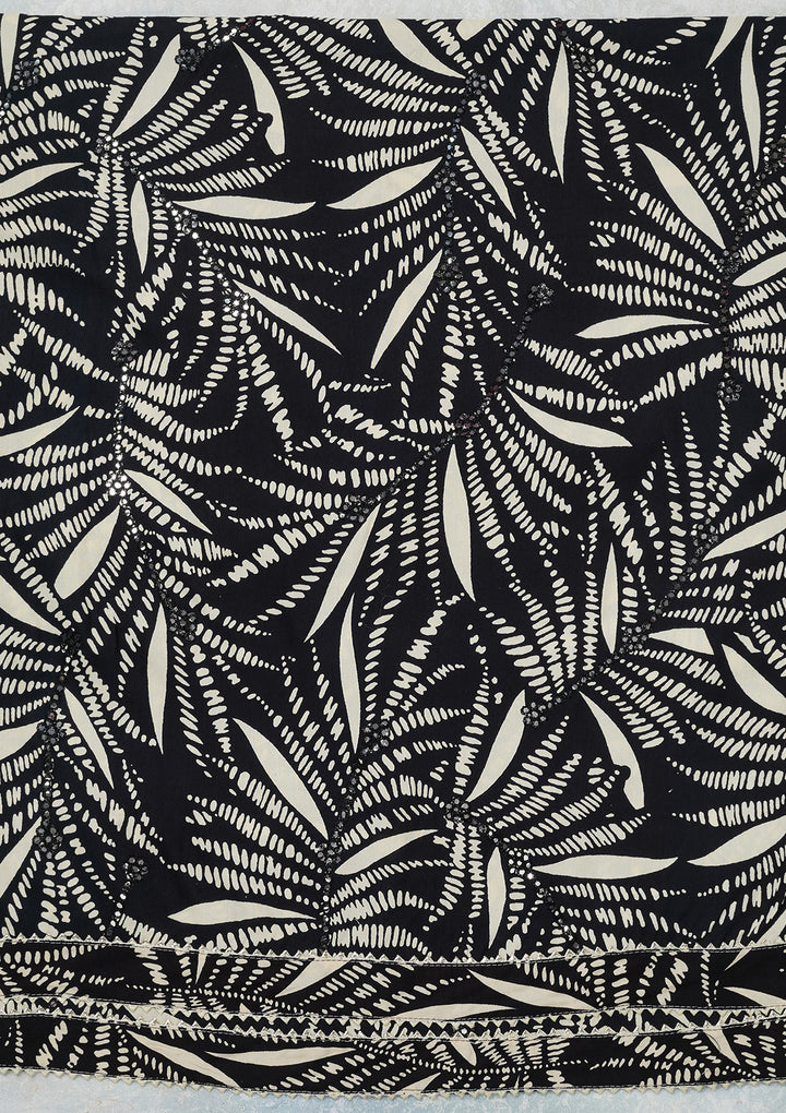 Cream Threadwork Cotton Unstitched Salwar Suit