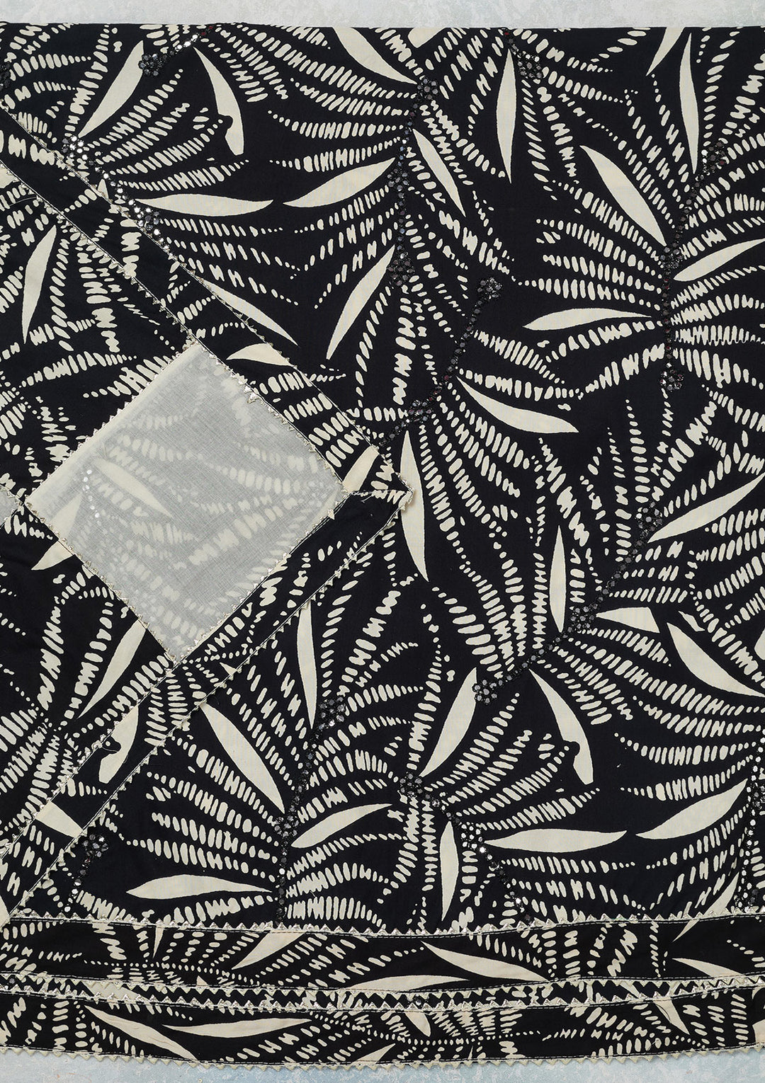 Cream Threadwork Cotton Unstitched Salwar Suit