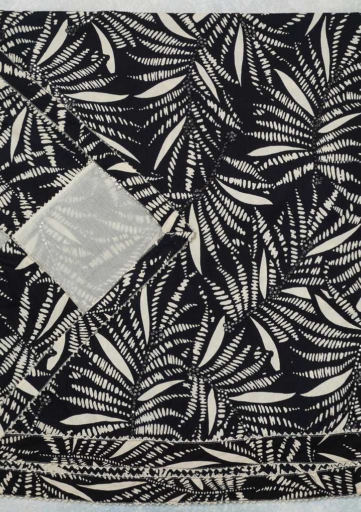 Cream Threadwork Cotton Unstitched Salwar Suit