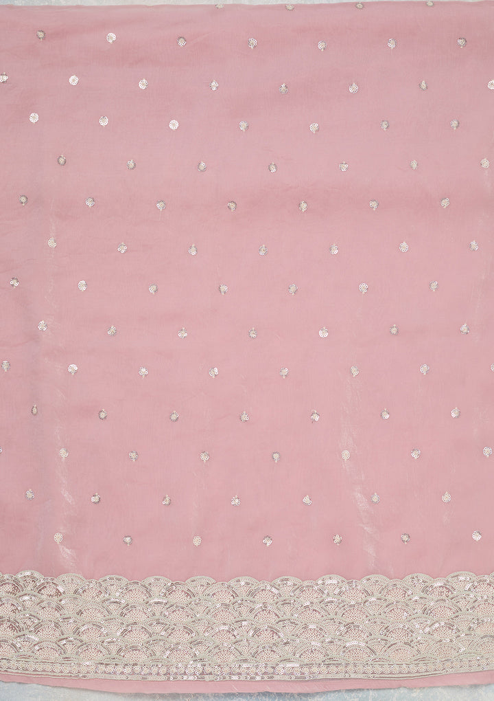Pink Sequins Tissue Unstitched Salwar Suit