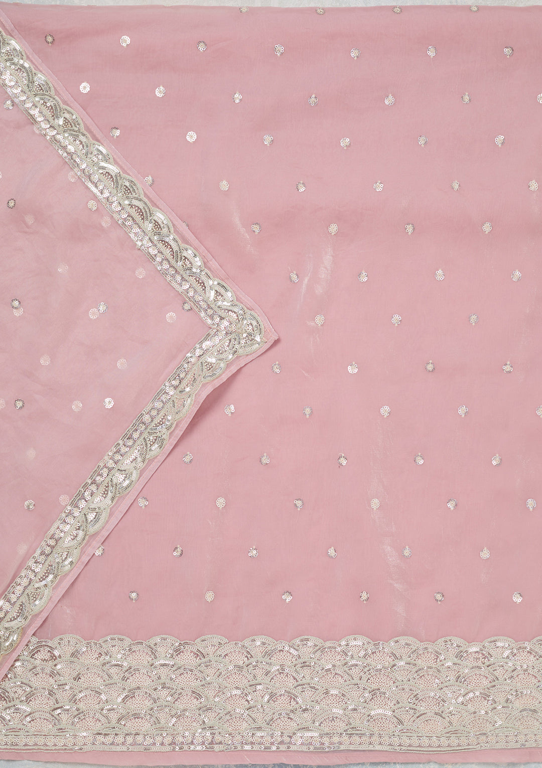 Pink Sequins Tissue Unstitched Salwar Suit