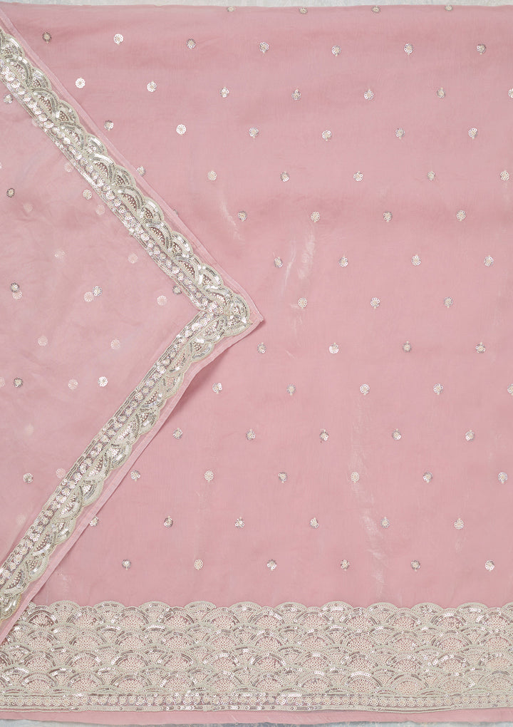 Pink Sequins Tissue Unstitched Salwar Suit