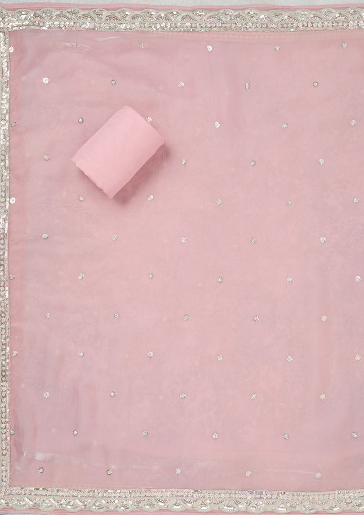 Pink Sequins Tissue Unstitched Salwar Suit