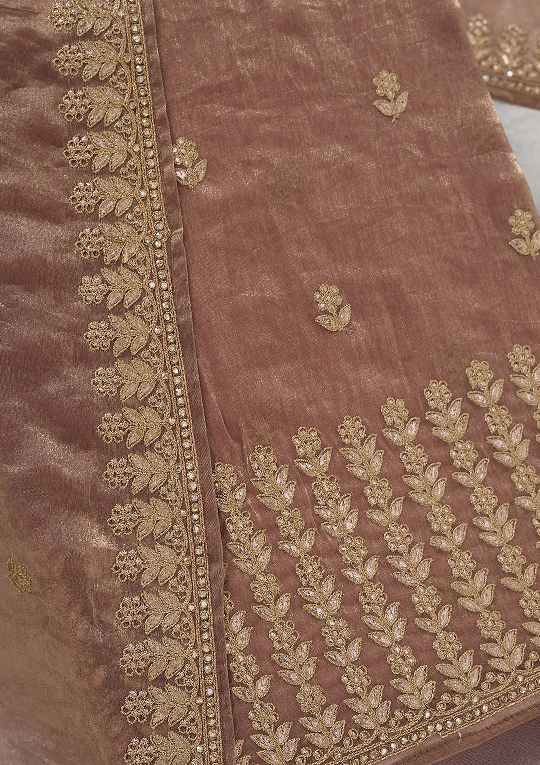 Mauve Gotapatti Semi Crepe Unstitched Salwar Suit