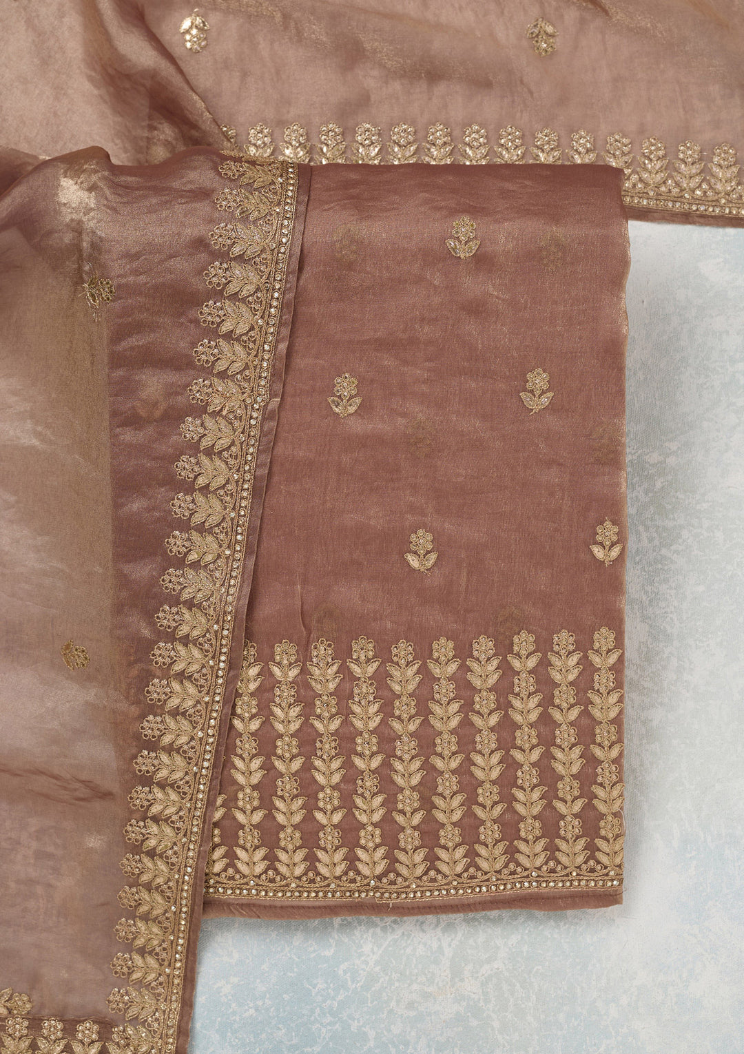 Mauve Gotapatti Semi Crepe Unstitched Salwar Suit