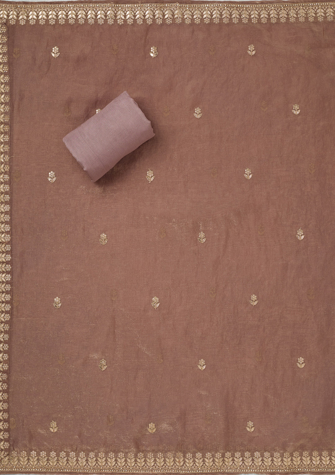 Mauve Gotapatti Semi Crepe Unstitched Salwar Suit