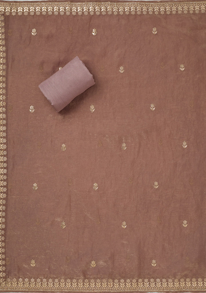 Mauve Gotapatti Semi Crepe Unstitched Salwar Suit