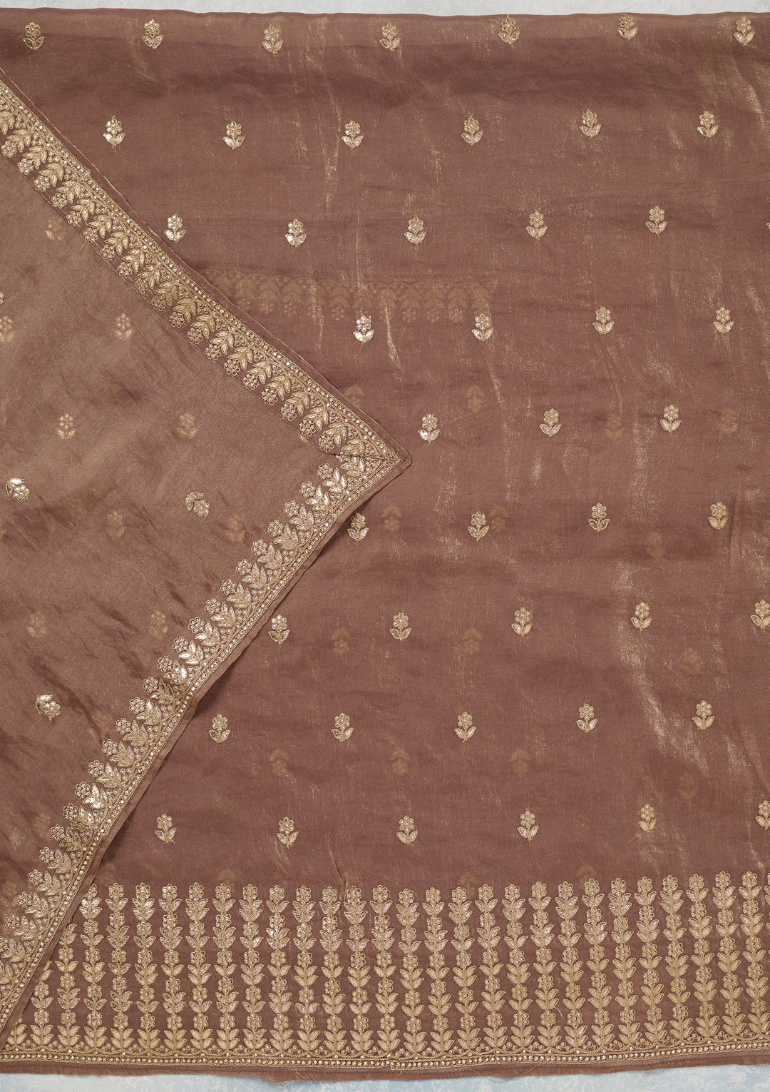 Mauve Gotapatti Semi Crepe Unstitched Salwar Suit