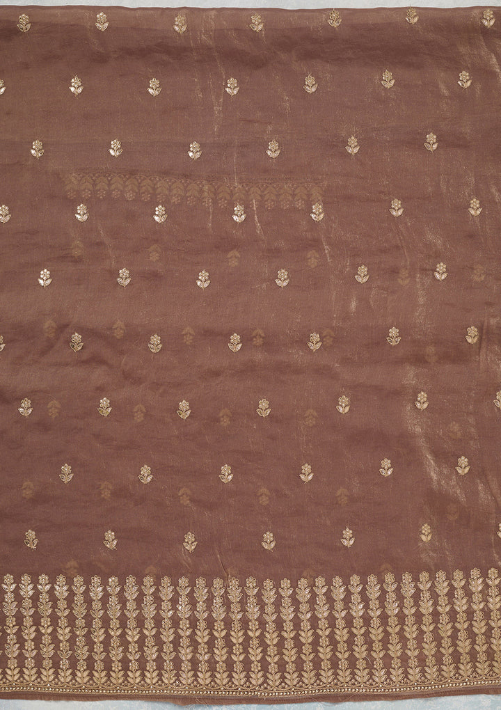 Mauve Gotapatti Semi Crepe Unstitched Salwar Suit