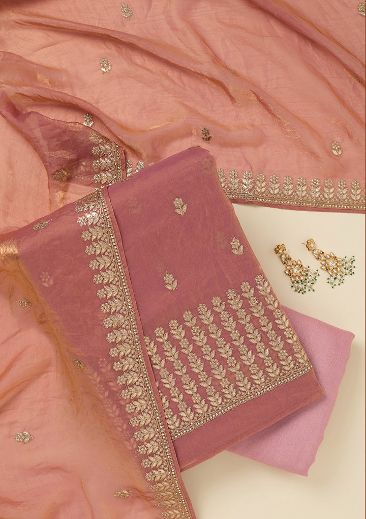 Onion Pink Gotapatti Semi Crepe Unstitched Salwar Suit