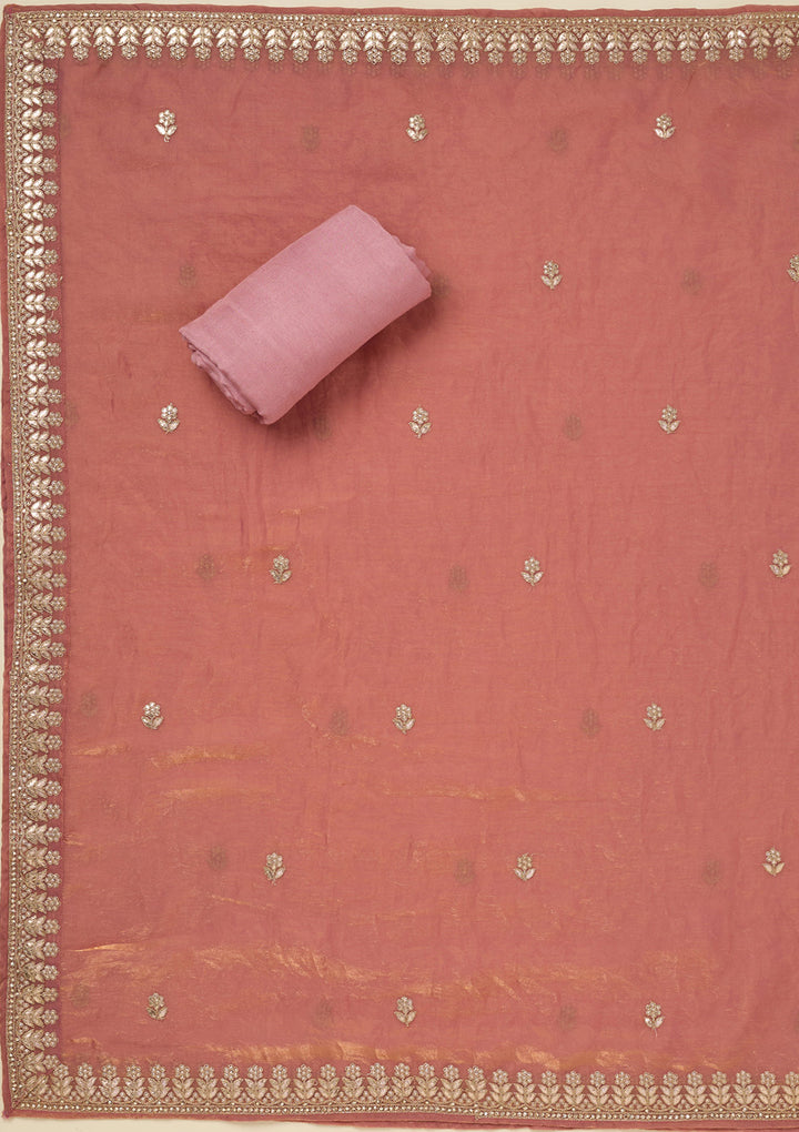 Onion Pink Gotapatti Semi Crepe Unstitched Salwar Suit