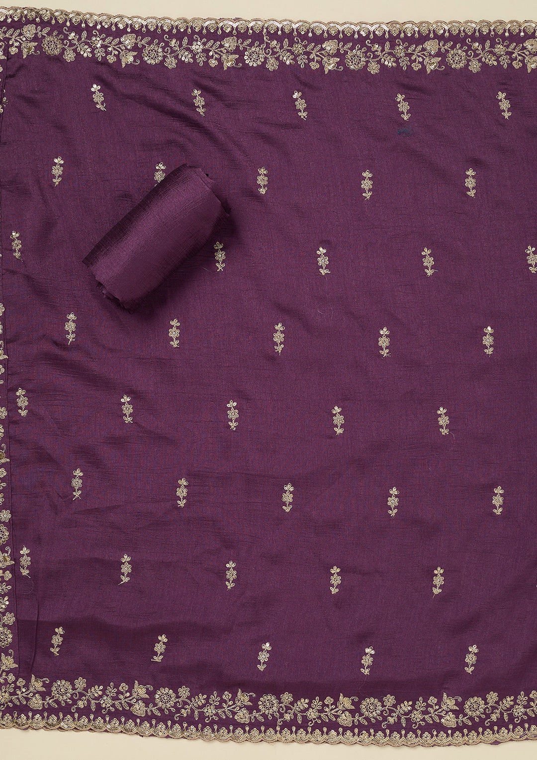 Purple Cording Organza Unstitched Salwar Suit