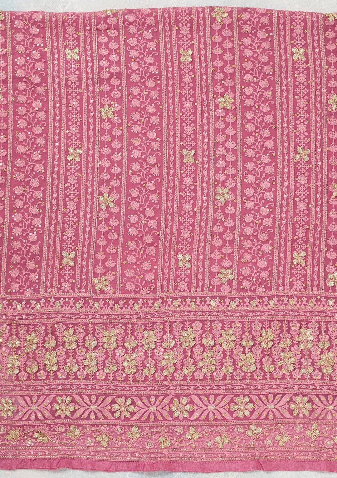 Pink Aariwork Georgette Unstitched Salwar Suit
