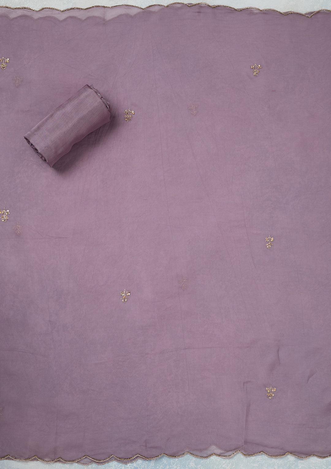 Lavender Cutdana Organza Unstitched Salwar Suit