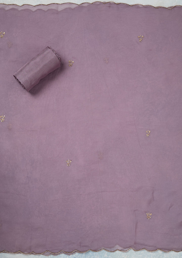 Lavender Cutdana Organza Unstitched Salwar Suit