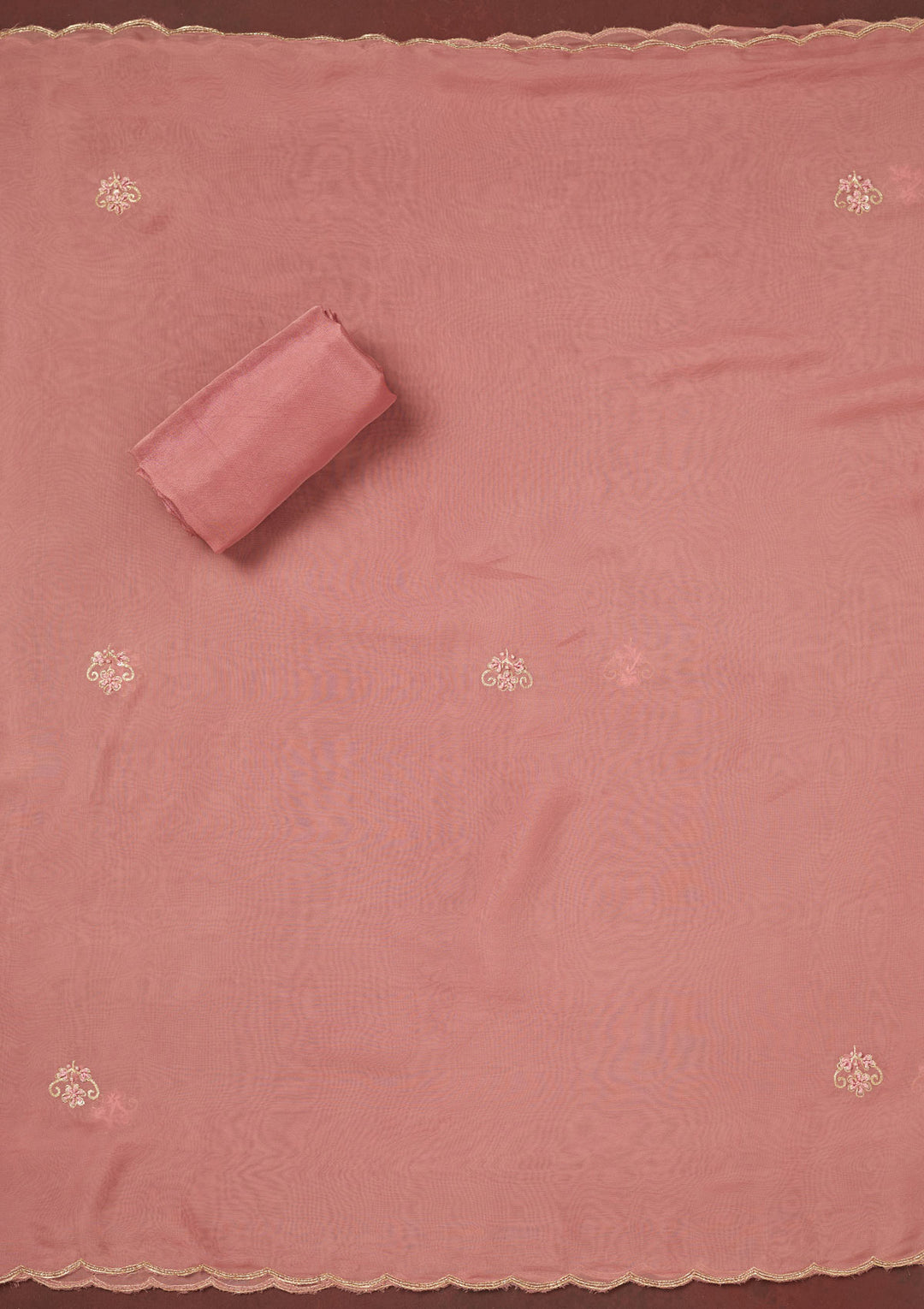 Onion Pink Cutdana Organza Unstitched Salwar Suit