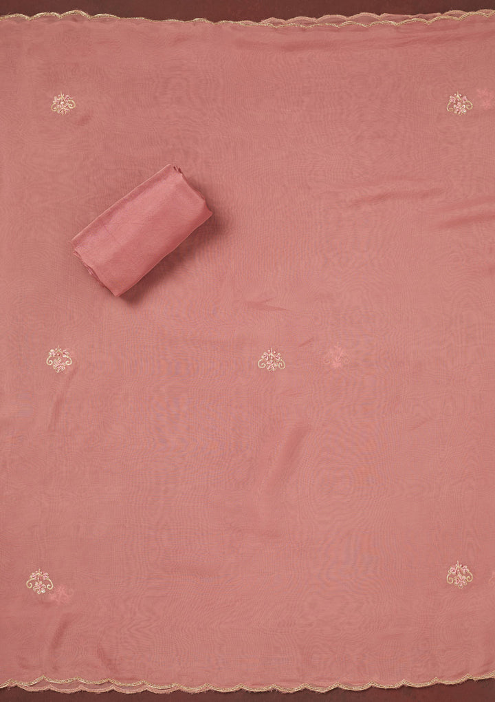 Onion Pink Cutdana Organza Unstitched Salwar Suit