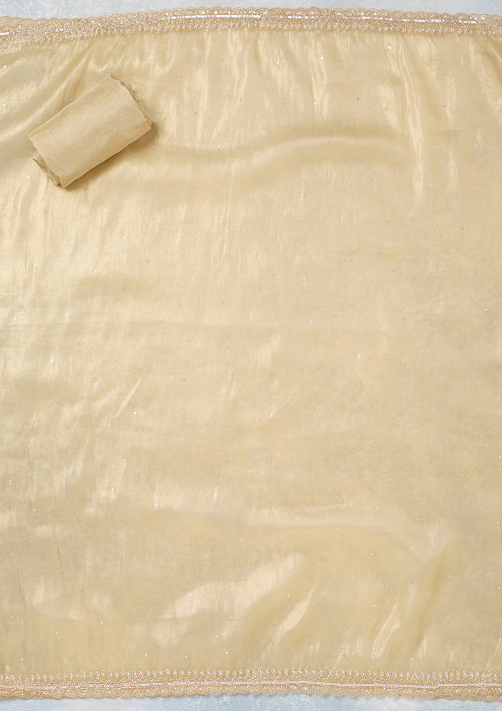 Gold Zariwork Tissue Unstitched Salwar Suit