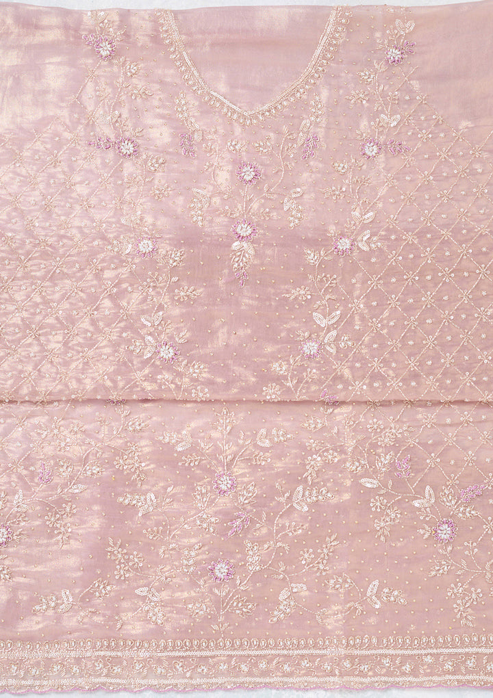 Lavender Zariwork Tissue Unstitched Salwar Suit